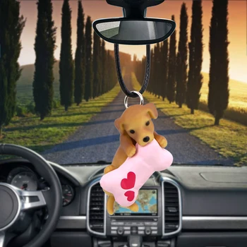 Araba Kolye Yaratıcı küçük sarı köpek dikiz aynası Dekorasyon Asılı Charm Süsler Otomobil İç Araba Aksesuarları