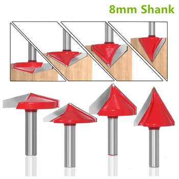 8mm Shank V Bit CNC Katı Karbür End Mill 3D Freze Uçları Ahşap 60/90/120/150 derece Tungsten Ağaç İşleme freze kesicisi
