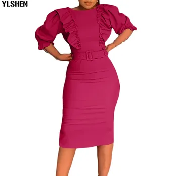 Kadınlar için afrika Tasarım Elbiseler Elbise Dashiki Ruffles Puf Kollu Afrika Giysi Artı Boyutu Retro Afrika Bodycon Noel Elbise