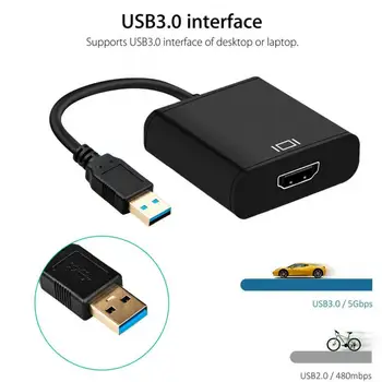 USB 3.0 HDMI uyumlu VGA 1080P HD Adaptörü Conveninently Basit Kurulum 2 in 1 Hub Dönüştürücü Bilgisayar HDTV Kutusu