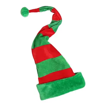 Yetişkin Çocuklar 3D Noel Partisi Elf Uzun Kuyruk Şapka Kırmızı Yeşil Çizgili Peluş Trim Komik Santa Kap Tatil Tema Fotoğraf sahne