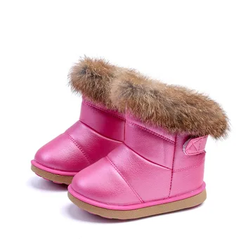 Kızlar Kar Botları Kış Peluş Sıcak Düz Renk Çocuklar yarım çizmeler kız çocuk ayakkabısı kaymaz Öğrenci Ayakkabı