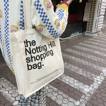 Kadın Tuval alışveriş çantası Notting Hill Kitap Çantası Kadın Pamuklu Bez omuzdan askili çanta Eko Çanta Tote Kullanımlık Bakkal Alışveriş Çantaları