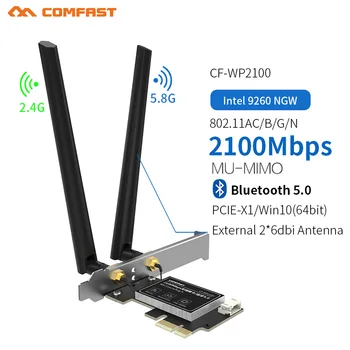 Kablosuz Çift Bant 2100Mbps Intel 9260 A PCIE Bluetooth 5.0 Wifi Ağ Kartı Win10 2.4 G / 5G 802.11 AC MU-MIMO Wi-fi Adaptörü