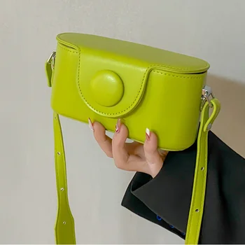 Markalı kadın Crossbody Çanta 2022 Lüks Mini Kutu PU deri çantalar ve Çanta Bayan Düz Renk Küçük omuz çantaları Yeşil Tote