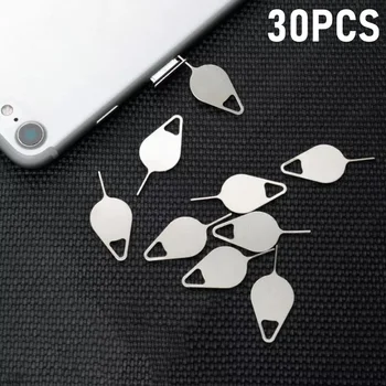 30 adet Sım Kart Tepsi Sökücü Çıkar Pin Anahtar Aracı Paslanmaz Çelik Açık İğne iPhone Samsung Xiaomi Smartphone için sim Kart Tepsi Pin