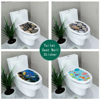 1 adet 32 * 39 cm 3D Su Geçirmez Tuvalet Koltuk Duvar Sticker Kendinden Yapışkanlı Banyo Tuvalet Dekor WC Kaide Pan Kapak Çıkartmaları