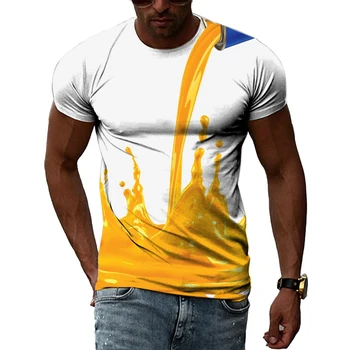 Kişilik Ilginç Yaratıcı grafik t shirt erkekler Casual Hip Hop Sokak Stil Tees 3D Moda Graffiti Baskı Kısa Kollu