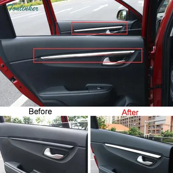 Tonlinker Kapak Sticker KİA RİO İçin K2 2017-18 Araba Styling 4 adet ABS/Paslanmaz çelik Üstü kapı kolu pozisyon kapak sticker