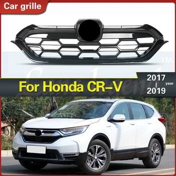 Honda CRV 2017 2018 2019 için Tampon Hood Üst Alt Örgü Krom Izgara Araba Aksesuarları Araba Styling Siyah Ön Yarış Izgarası