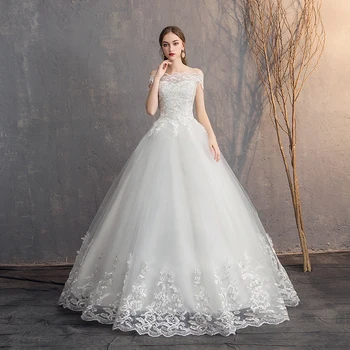 EZKUNTZA 2022 Kapalı Omuz Dantel düğün elbisesi Ucuz Gelin Elbise Çin'de Yapılan Basit Nakış Vestido De Noiva