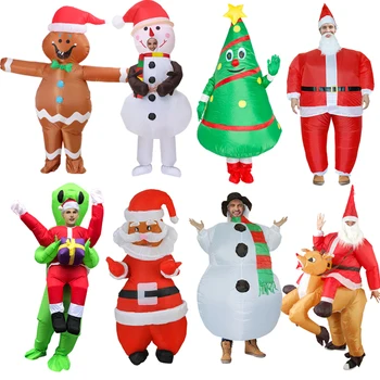 Noel baba Sürme Noel Baba Hava Havaya Uçurmak Takım Elbise Parodi Cosplay Şişme Kostüm Yetişkin Boyutu Noel Festivali için