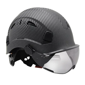 Karbon Fiber Desen İnşaat emniyet kaskı Siyah Vizör Gözlük Kaliteli ABS Bacalı Motosiklet Açık İş Giysisi Hardhats