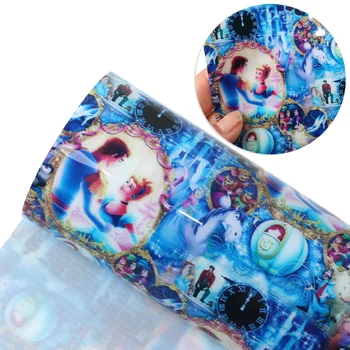 Disney 20 * 33cm Mickey Şeffaf UV Baskı Sahte Sentetik Deri Kumaş Yaylar Küpe Çanta Vinil El Sanatları DIY El Yapımı