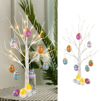 60 cm paskalya dekor LED huş ağacı ışık paskalya yumurtaları askı süsleri ağacı paskalya parti malzemeleri paskalya dekorasyonu için Ev Masa