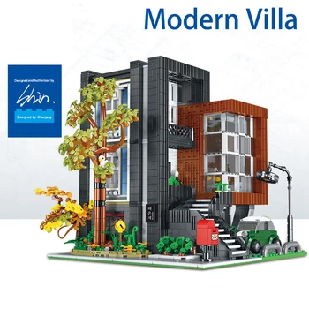 Şehir Mimarisi Sokak Görünümü Modern Villa Ev Modeli MOC Uzman Modüler Yapı Taşı Tuğla Oyuncaklar Çocuk İnşaat Hediyeler
