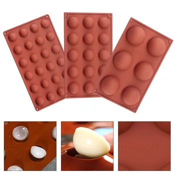 6 15 24 Delik Topu Çikolata Kalıp Seti Silikon Pişirme Kalıpları Pasta Formları Pişirme Araçları Aksesuarları Tatlı Bombalar Yarım Küre