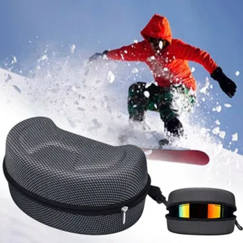 Kar Kayak Gözlük SnowmobileSki Maskesi Kayak GogglesSnowboard Gözlük Durumda EVA Zip İle Sert Taşıma Kutusu Gözlük Koruyucu