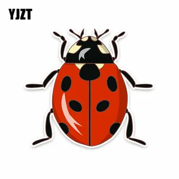 YJZT 12CM * 13CM Kırmızı Hayvan Uğur Böceği PVC Yansıtıcı Araba Sticker Çıkartması C29-0024