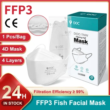 25-100 Adet FFP3 Maskesi Balık Yüz Maskesi Koruma Bireysel Mühürlü Çanta Güvenlik Maskesi 4 Katmanlı Anti Damlacık Toz Hızlı Kargo