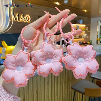 Sakura Peluş çiçeği Anahtarlık Telefon Aksesuarları Sevimli Sırt Çantası Süsler Kolye Zarif Kordon Askısı telefon zinciri