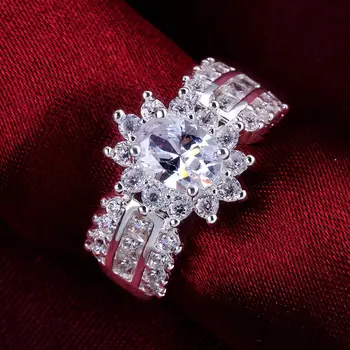 Sıcak 925 Ayar Gümüş asil mozanit pırlanta yüzük Kadınlar İçin Moda Parti düğün takısı Kız lüks Charm Tatil hediyeler