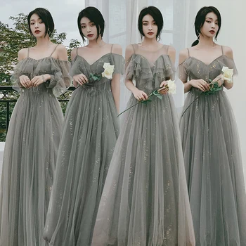 Sparkle Gelinlik Modelleri Lady Uzun Parlak Kapalı Omuz Düğün Parti Elbise Zarif Kadın Lace Up Balo Seksi Örgün önlük