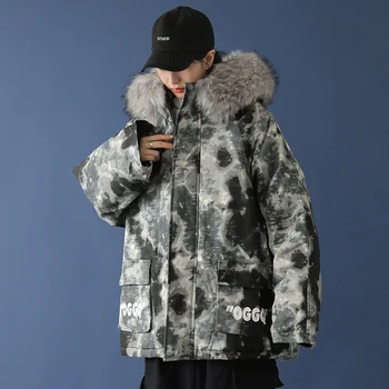 2020 erkek Kış Moda Ceket Kamuflaj Gevşek Kalın Rüzgar Geçirmez Sıcak Rahat Ceket Kürk Kapşonlu Artı Boyutu 5XL Marka Giyim; ZA445