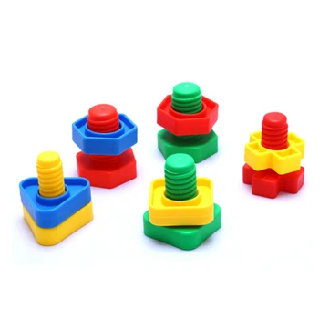 1/10/20 Set Vida Yapı Taşları Montessori 3D Bulmaca Oyunu Ölçekli Modeller Eğitim Plastik Somun Şekli Oyuncaklar Bebek İçin