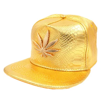 Doitbest Metal Altın Marka Yapraklar erkek beyzbol şapkası hip hop şapka deri Snapback Şapka erkekler kadınlar için gorras hombre