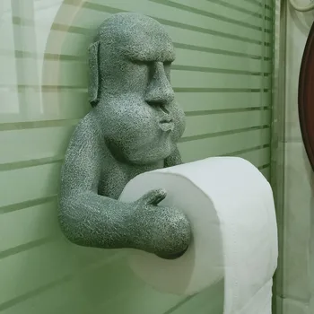 Paskalya Adası Moai kağıt havlu askısı Yaratıcı Banyo Duvar Asılı kağıt havlu tutacağı Kişilik Komik Tuvalet MOAİ Rulo Kağıt