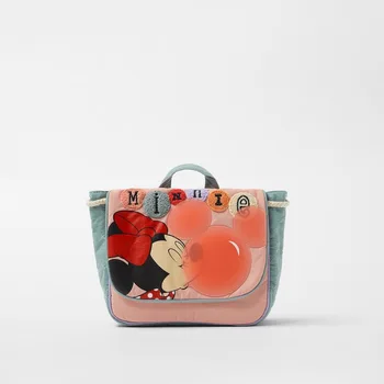 Disney Mickey mouse kadın çantası pu minnie askılı çanta omuz askılı çanta moda ekose bayanlar sırt çantası karikatür çanta
