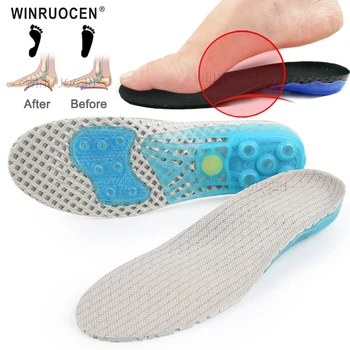 WINRUOCEN Koşu Spor Ortopedik tabanlık Silikon EVA ayakkabı pedleri Topuk Şok Emme Plantar ayak tabanı eklemek Tabanlık