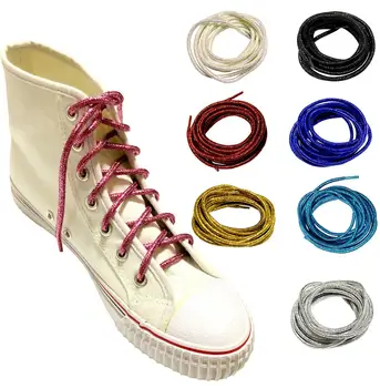 Sparkle Bling Yuvarlak Ayakabı Metalik Glitter Boot Danteller Shoestrings ıçin spor ayakkabılar Sneakers 115 CM