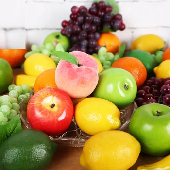 Yapay Meyve Sahte Meyve Bitki Gerçekçi Elma Portakal Muz Şeftali Kiraz Armut Limon Karpuz Mango Çilek Pitaya Dekor