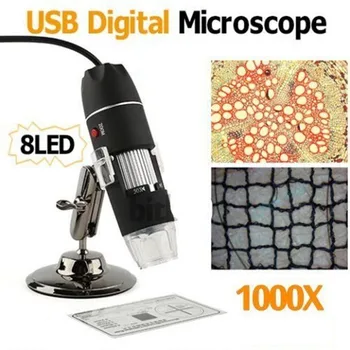 8LED Microscopio USB 1000X Dijital Mikroskop Kamera Trinoküler Para Electronica Biologico Lehimleme Mikroskop Standı Mikroskop