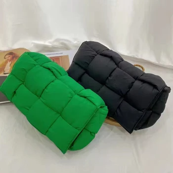 Tasarımcı Pamuk Dokuma Kadın Crossbody Çanta Kış Aşağı Yastıklı omuzdan askili çanta Markaları Ped Kare Çanta Kadın Çanta 2022 Çantalar