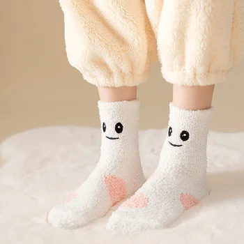 Kadın Bulanık Çorap 2022 Yeni Kış Mercan Polar Çorap Sıcak Komik Karikatür Kalınlaşmak Rahat Kız Tarzı Ev sıcak tutan çoraplar