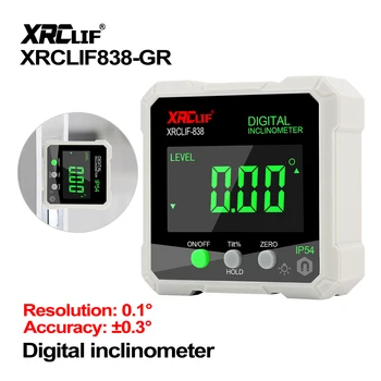 XRCLIF Dijital Seviye Açı Ölçer 4X90° Mini İnklinometre Ölçüm Araçları Manyetik Taban Elektronik Evrensel Konik İletki