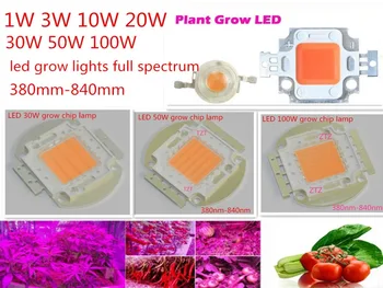 Tam spektrumlu led büyümek çip 380-840nm gerçek watt 1 W 3 W 10 W 20 W 30 W 50 W 100 W 35mil led bitki ışıkları ışık Kaynağı Mükemmel Kalite