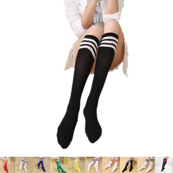 Moda Seksi Şerit kadın Uzun Çorap Kızlar Diz Çorap Kawaii Sıkıştırma Çorap Uyluk yüksek Çorap Sevimli Overknee Çorap