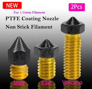 Yeni 2 Adet MK8 / E3D Pirinç PTFE Meme Kaplama Yapışmaz Filament 0.2/0.25/0.3/0.4/0.6/0.8/1.0 1.75 mm 3D Yazıcı Ender 3 için