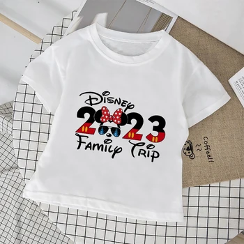 2023 Baskı Açık Disney Çocuk beyaz tişört Minnie Grafik Aile Gezisi Minimalist Kız Elbise 3-12T Dropship Beyaz Unisex