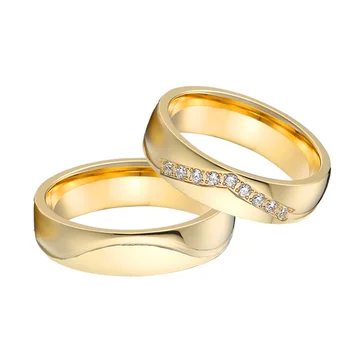 Nişan alyanslar erkekler ve kadınlar için çiftler severlerin ittifak el parmak moda takı 18 ayar altın kaplama yüzük
