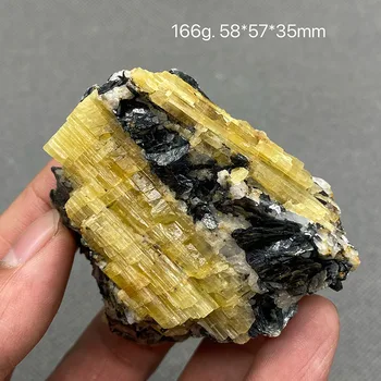 100 % doğal sarı turmalin ve siyah mika kaba iyileşmiş kristal kuvars cevheri örneği