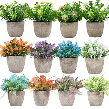 Yapay Bitkiler Saksı Sahte Çiçekler Tencere Çeşitli Sahte Bitkiler Şimşir Yeşillik Tencere Küçük Houseplants masa dekoru