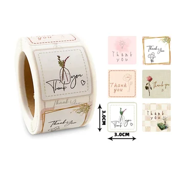 300 adet Taze tarzı Çiçek Teşekkür ederim Çıkartmalar Mühür Etiketleri Tebrik kartları Düğün Parti dekor Zarflar Mühür Kırtasiye çıkartmalar