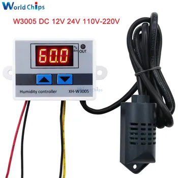 XH-W3005 W3005 Dijital nem kontrol aleti AC 110V 220V 12V 24V Higrometre Nem Kontrol Anahtarı Higrostat w / Nem Sensörü