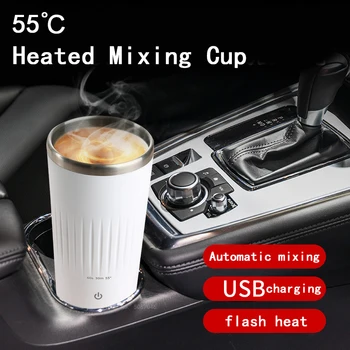 Otomatik Manyetik Karıştırma Kupalar 55 ℃ Sabit Sıcaklık Kahve Fincanı Paslanmaz Çelik Kahvaltı Termos Arabalar Fincan karıştırma şişesi