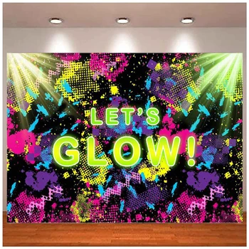 Fotoğraf Backdrop Neon hadi Glow Parti Sıçramak Arka Plan Parlayan Resimler İçin Neon Malzemeleri Arka Plan Resim Dekorasyon